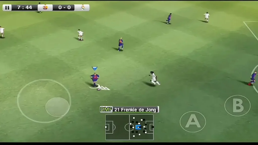 PES 2012 Mod PES 2026 soccer match screenshot with high-definition graphics and Laliga teams.